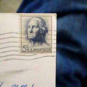 Vintage 5 cent George Washington blue stamp